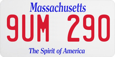 MA license plate 9UM290