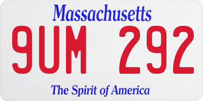 MA license plate 9UM292