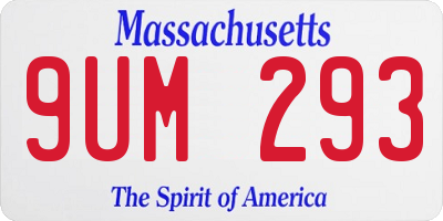 MA license plate 9UM293