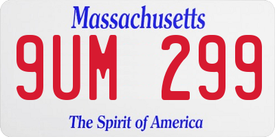 MA license plate 9UM299