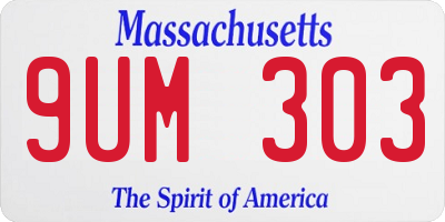 MA license plate 9UM303