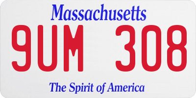 MA license plate 9UM308