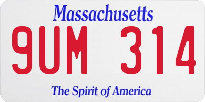 MA license plate 9UM314