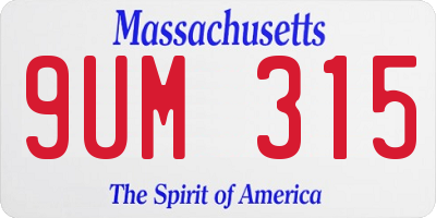 MA license plate 9UM315