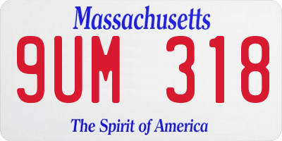MA license plate 9UM318