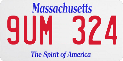 MA license plate 9UM324
