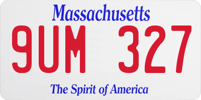 MA license plate 9UM327