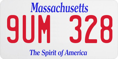 MA license plate 9UM328
