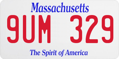 MA license plate 9UM329