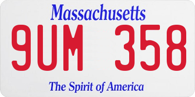MA license plate 9UM358