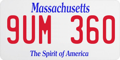 MA license plate 9UM360