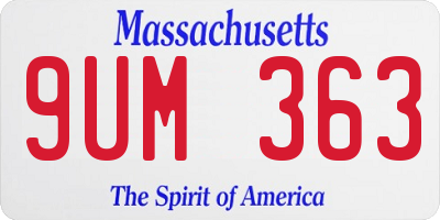MA license plate 9UM363