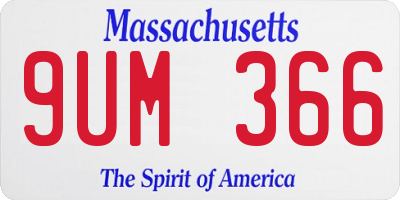 MA license plate 9UM366