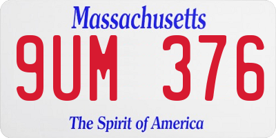 MA license plate 9UM376