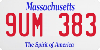 MA license plate 9UM383