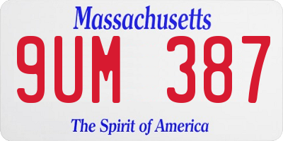 MA license plate 9UM387