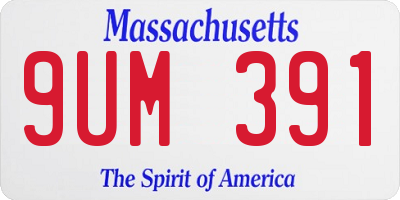 MA license plate 9UM391