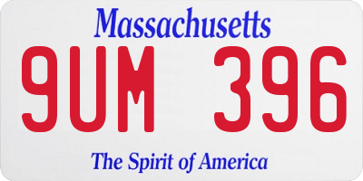 MA license plate 9UM396