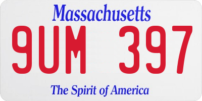 MA license plate 9UM397