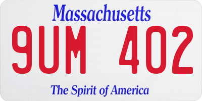 MA license plate 9UM402