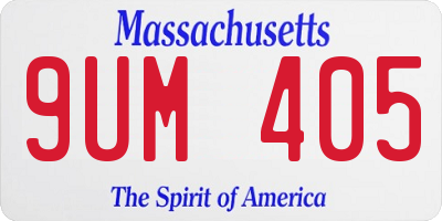 MA license plate 9UM405