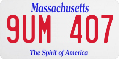 MA license plate 9UM407