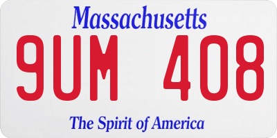 MA license plate 9UM408