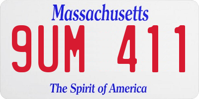 MA license plate 9UM411