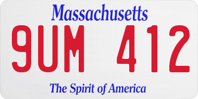 MA license plate 9UM412