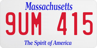 MA license plate 9UM415