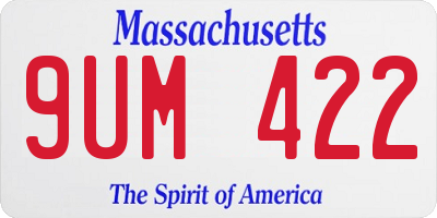 MA license plate 9UM422