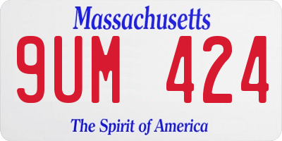 MA license plate 9UM424