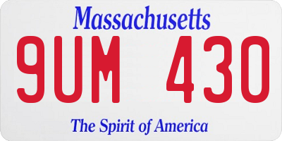 MA license plate 9UM430
