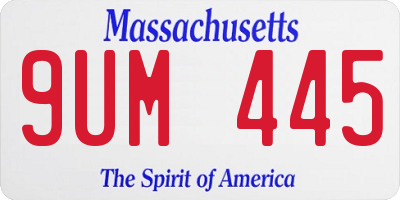 MA license plate 9UM445