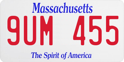 MA license plate 9UM455