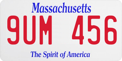 MA license plate 9UM456
