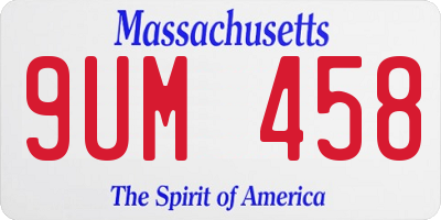 MA license plate 9UM458