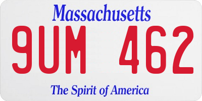 MA license plate 9UM462