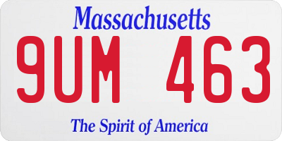 MA license plate 9UM463