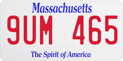 MA license plate 9UM465