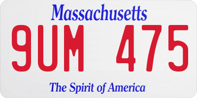 MA license plate 9UM475