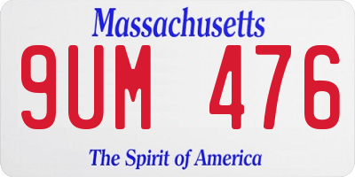 MA license plate 9UM476