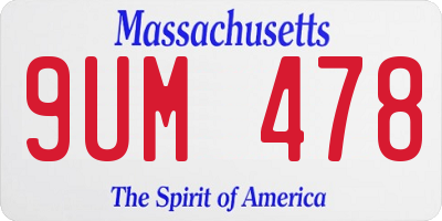 MA license plate 9UM478