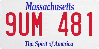 MA license plate 9UM481