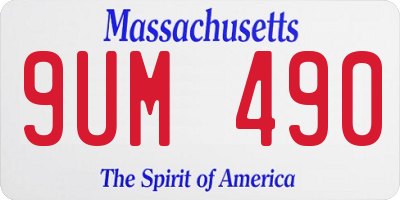 MA license plate 9UM490
