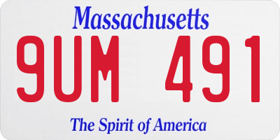 MA license plate 9UM491
