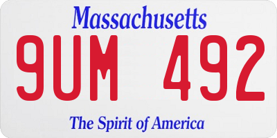 MA license plate 9UM492