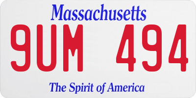 MA license plate 9UM494