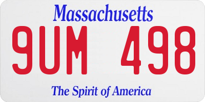 MA license plate 9UM498