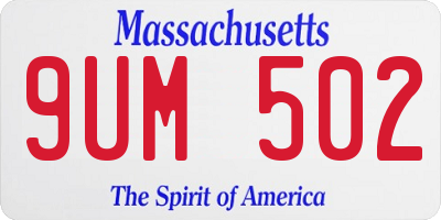 MA license plate 9UM502